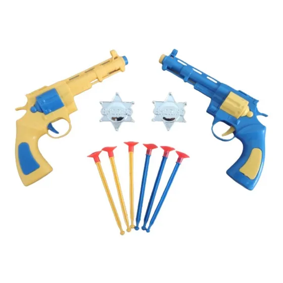 Kit Sheriff De Brinquedo 2 Arminhas Fantasia + 2 Distintivo 