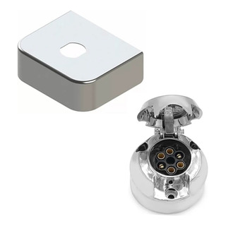 Kit Capinha Inox 10 Cm E Tomada Cromada Para Engate Reboque Kit Capinha Inox 10 Cm E Tomada Cromada Para Engate Reboque
