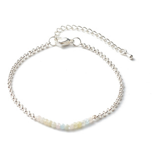 Pulsera Acero Inoxidable Cuentas Morganita Natural 6159 Pulsera Acero Inoxidable Cuentas Morganita Natural 6159