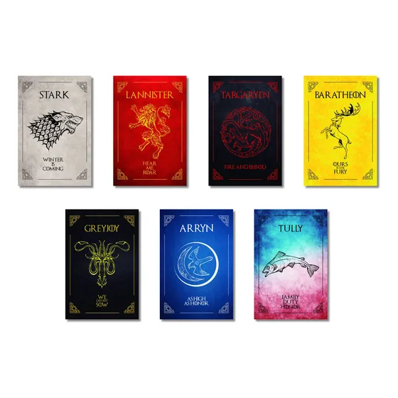 7x Quadros Decorativos Game Of Thrones Stark Lanister Casas