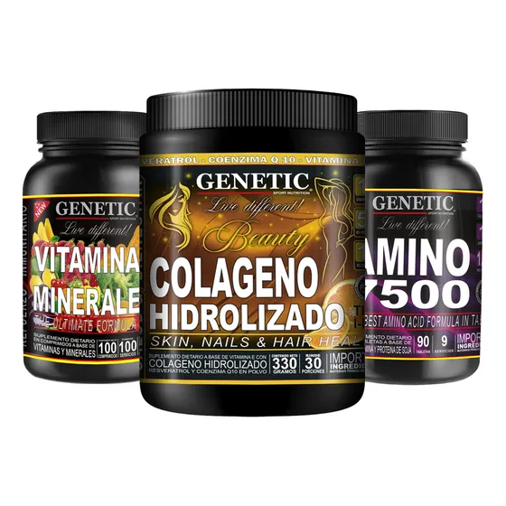 Colágeno Aminoácidos Péptidos Magnesio Zinc Vit B6 Genetic Sabor Naranja