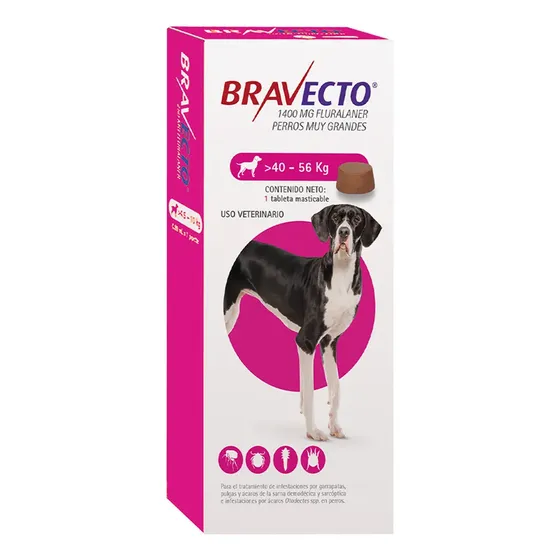 Pastilla antiparasitario para garrapata MSD Bravecto Comprimido mastigável Bravecto comprimido para perro de 40kg a 56kg color rosa