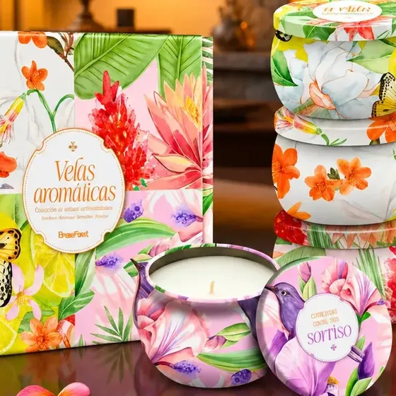 Velas Aromáticas Perfumadas Decorativas Kit 4 Aromas Premium Floral 2