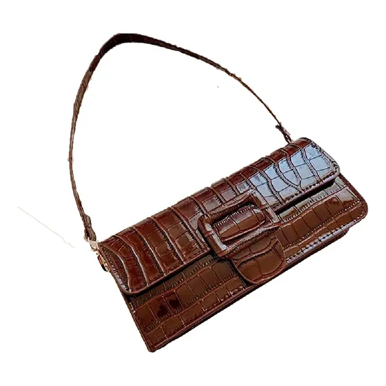 Cartera Diseñador De Hombro Cuero Pu Moda Tendencia - Marrón Diseño De La Tela Rayas