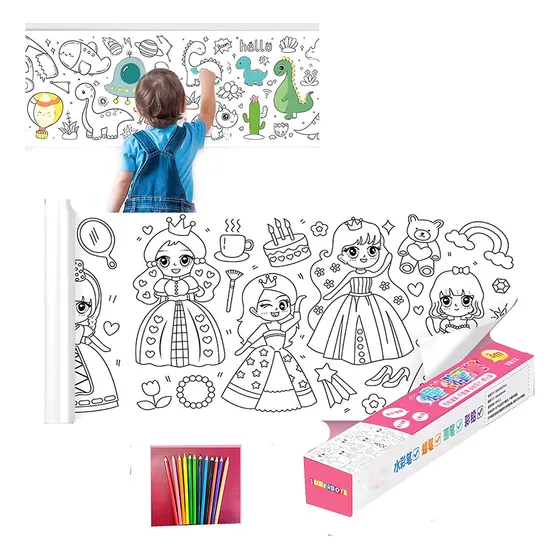 Rollo De Papel Para Colorear Dibujo Para Niños,manualidades Color Bonita Princesa