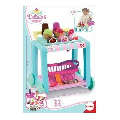 Carrito De Helados Delicias 22 Piezas. Antex 1150 Color Celeste