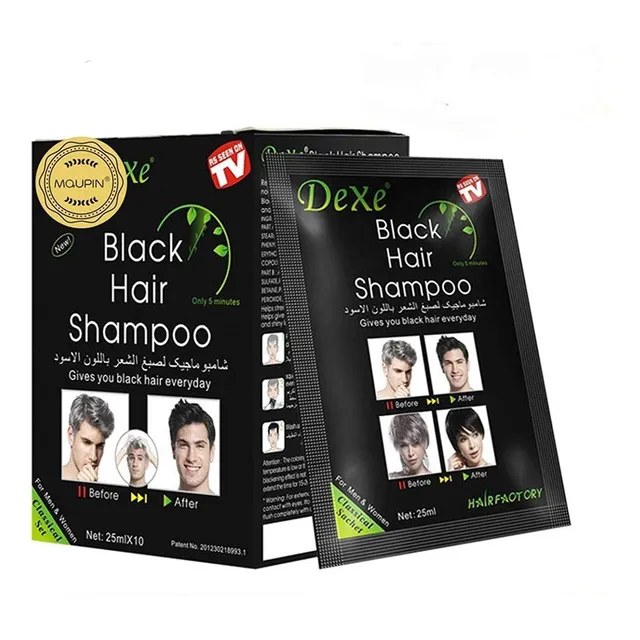 Mqupin Champú Tinte Para El Cabello Semi-permanente, Negro