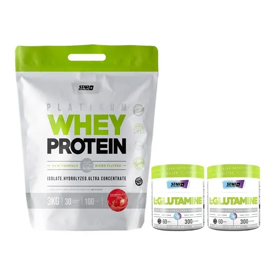Whey Protein 3 Kg + 2 Glutaminas X 300 Grs Star Nutrition