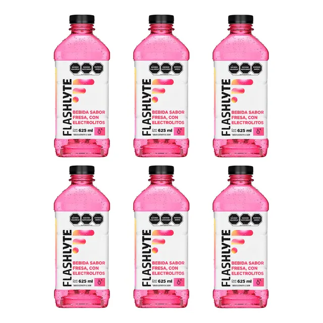 Bebida Flashlyte Sabor Fresa 6 Piezas De 625 Ml C/u