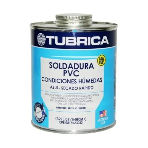 Pega Soldadura Pvc Aguas Blancas Cond Humedas 1/4 Tubrica