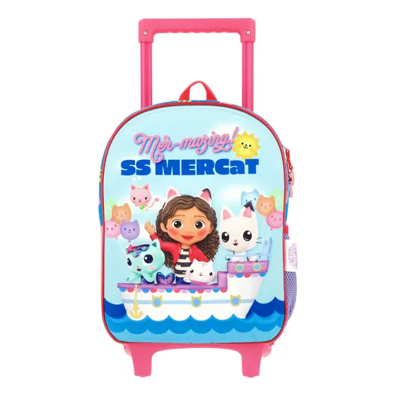 Mochila Rodante Gabbys Doll House Azul Diseño De La Tela Lisa