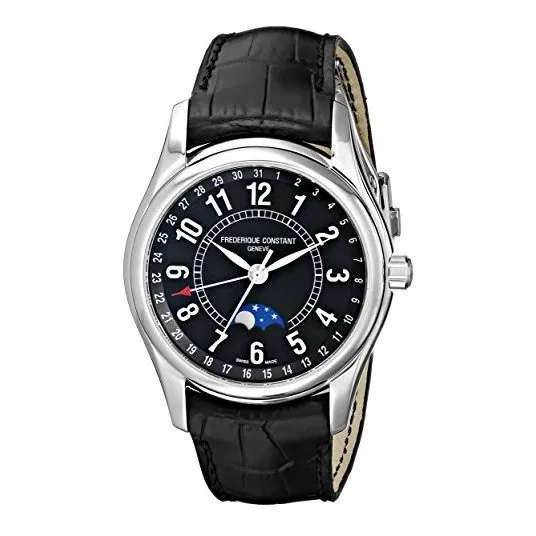 Reloj De Cuero Negro Frederique Constant Hombres Fc-330b6b6
