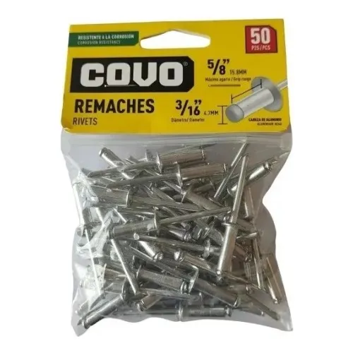 Remaches 3/16 X 5/8  50 Und Abierto Sabados