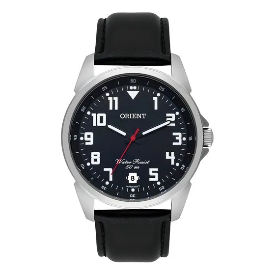 Relógio Orient Masculino Couro Preto - Mbsc1031 P2px Cor do bisel Prateado