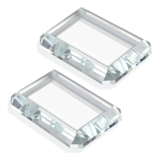 Paquete De 2 Pisapapeles De Vidrio Rectangular, Bloques...
