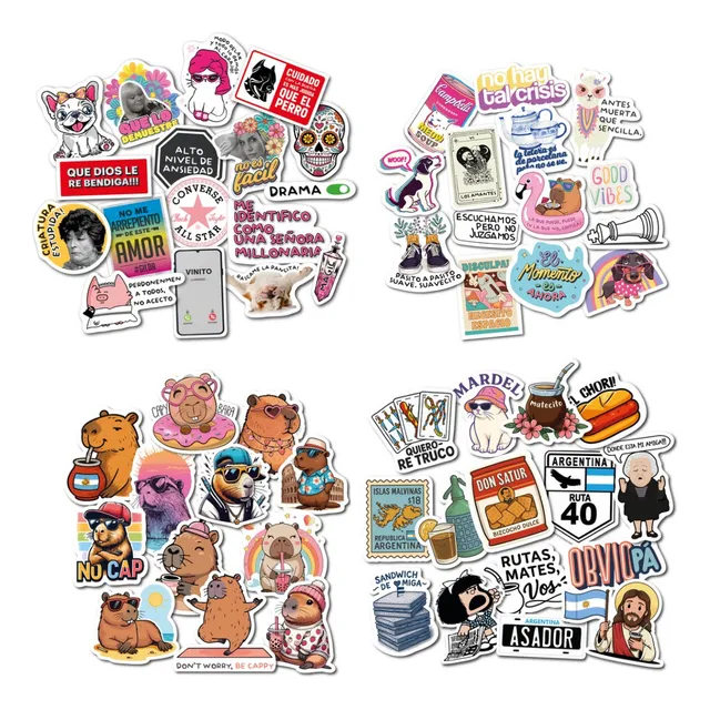 Pack Stickers Calcos Varios Diseños Termo, Mate, Compu Bici