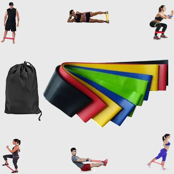 Kit 5 Faixa Elástica Super Resistente Elastic Training