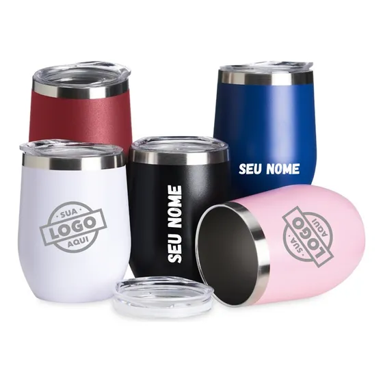 Copo Térmico Cuia 360ml Personalizado Parede Dupla Aço Inox