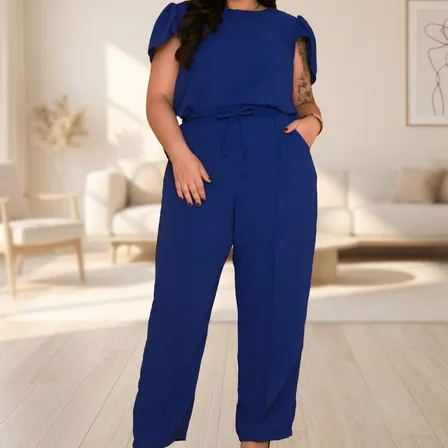 Conjunto Feminino Calca Blusa Social Plus Size Elegante Chic