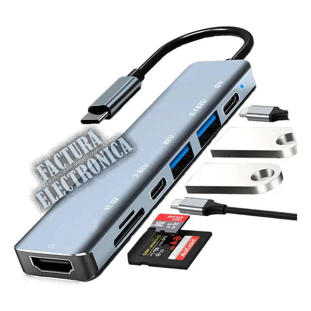 Hub Adaptador Usb C Multipuerto 7 En 1 Mac Macbook Windows