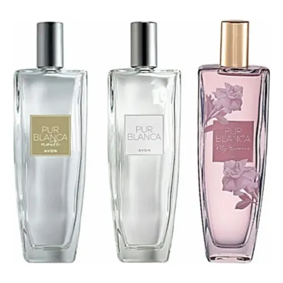 Kit Com 03 Unidades Perfume Feminino Avon Pur Blanca Tradicional + Noite + My Essence -  De 75ml Cada