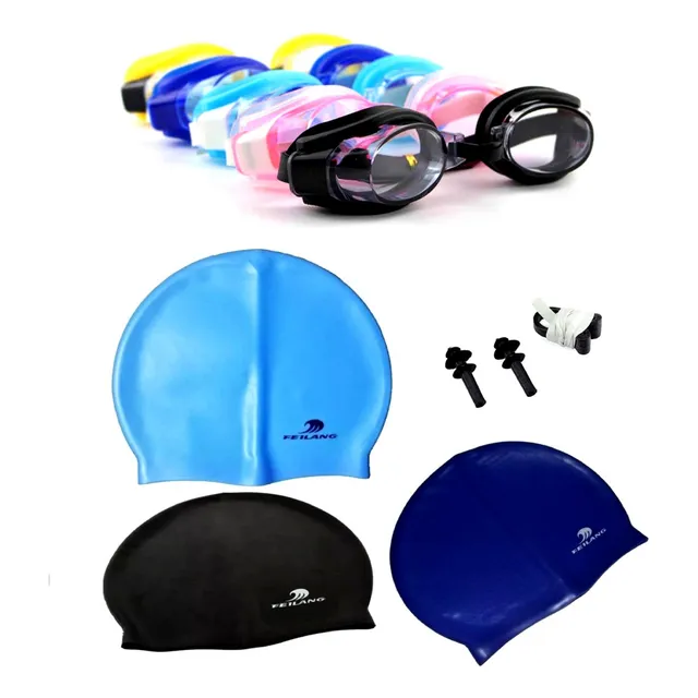 Lentes Gorro Tapones De Oreja Nariz Natación Niño Adulto K6