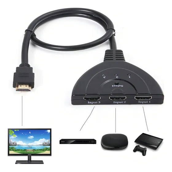 Switch Hdmi 3 Puertos Full Hd 1080p No Requiere Alimentación