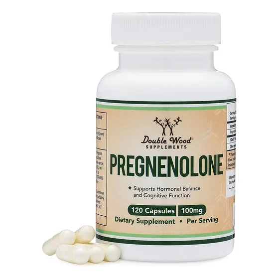 Double Wood Pregnenolone 100 Mg 120 Cápsulas Sin Sabor (50 mg por cápsula) sin OMG