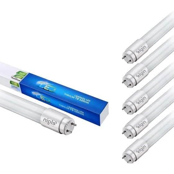 Elgin Kit 05 Lâmpada Led 10w T8 Tubular 60cm Bco Frio 6500k Cor da luz Branco-frio 127/220V