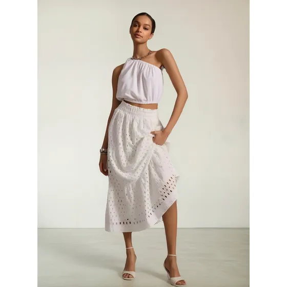 Falda Pollera Broderie Algodón Vestido