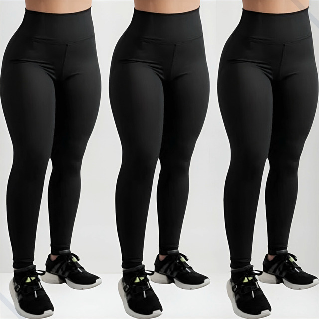 Kit 3 Calça Legging Grossa Suplex Cós Alta Não Transparente Kit 3 Calça Legging Grossa Suplex Cós Alta Não Transparente