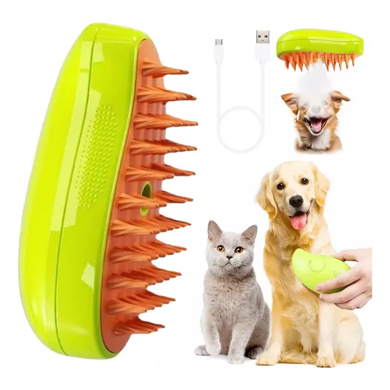 3 In 1 Depilación Cepillo De Vapor Para Gato/perro Mascota Cepillo Para Gatos 3 En 1, Cepillo Autolimpiante Para Gatos Color Verde Cepillo Eléctrico De Limpieza A Vapor 3 En 1 Para Perros Y Gatos