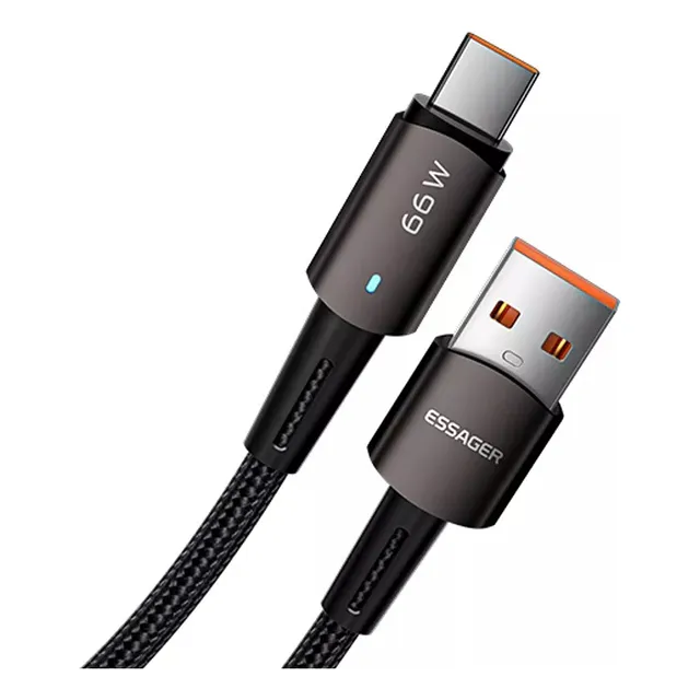 Cabo Carregador Rápido Usb Tipo C Turbo 66w 6a Essager 1 M