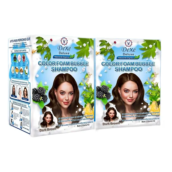  10 Shampoo Tinte Cabello Canas Dexe Marrón Tono Dark brown