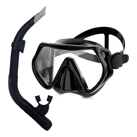 Kit De Mergulho Cadencia Máscara E Snorkel Semi-seco Preto