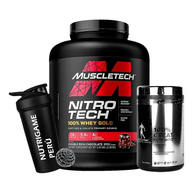 Pack Nitrotech Whey Gold 5lb + Creatina Kevin Levrone 500g 