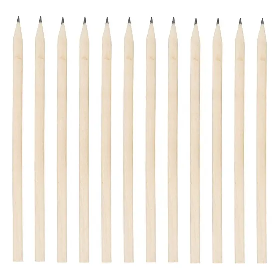 36 Lápiz Negro De Madera Natural Circular Grafito 2hb Ezco