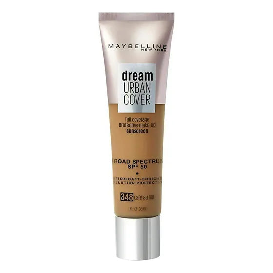 Base De Maquillaje Dream Urban Cover Con Spf +50 Maybelline Tono Café Au Lait (348)