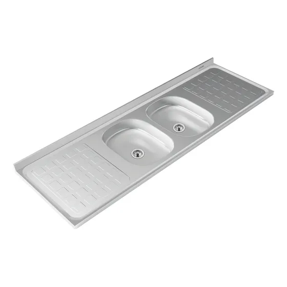 Mesada Cocina De Acero Inoxidable 1,60x0,52 Con Bacha Doble
