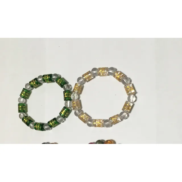 Pulseras  Cuarzo Cristal  Natural  Con  Mantras Tibetanos
