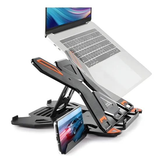 Soporte Base Notebook Y Celular Ajustable Hasta 17 Pulgadas Color Negro | Cuotas sin interés