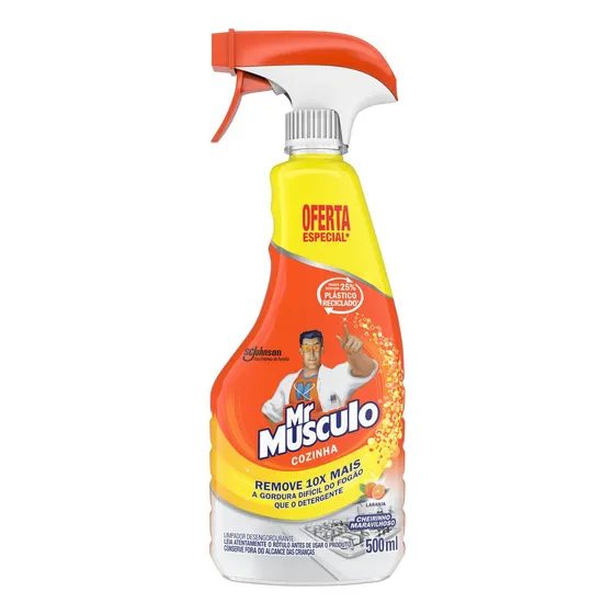 Limpador Desengordurante De Cozinha Laranja Spray 500ml Mr Músculo
