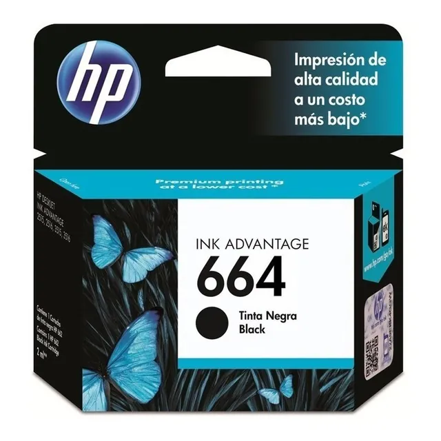 Cartucho De Tinta Hp 664 Original F6v29al Negro