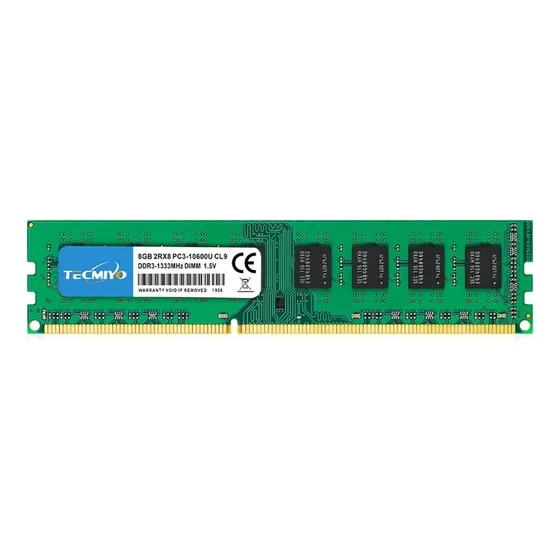Memoria RAM DDR3 gamer color verde 8GB 1x8GB Tecmiyo Ddr3 1333 Udimm Pc3-10600u Desktop