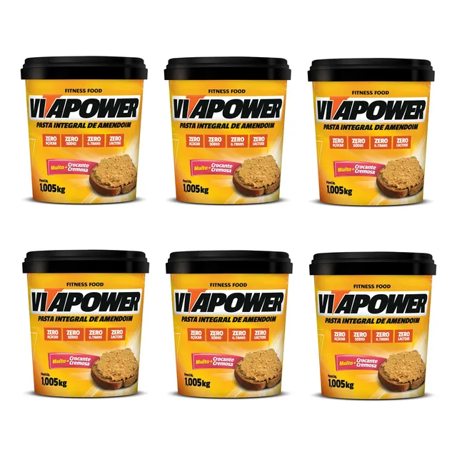 Kit 6x Pasta De Amendoim Integral Crocante 1.005g Vitapower