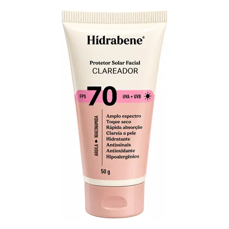 Hidrabene Protetor Solar Facial Clareador Fps 70  50g