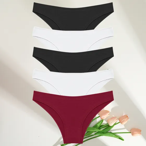 Set De 5 Bragas Para Mujer, Lencería De Algodón, Ropa Interi