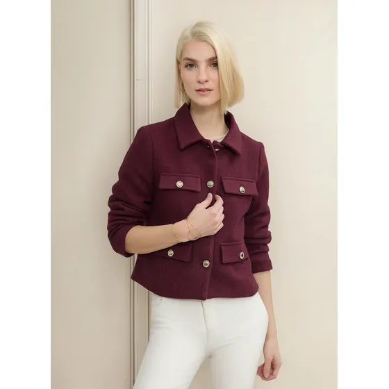 Chaqueta De Mujer Estructurada Patprimo Color Vino #30080558