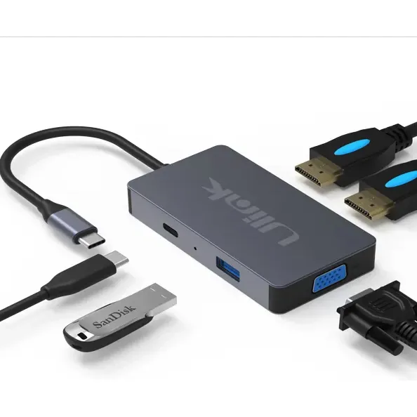 Adaptador Usb-c 5 En 1 Notebook Macbook Vga Hdmi Usb Unitek