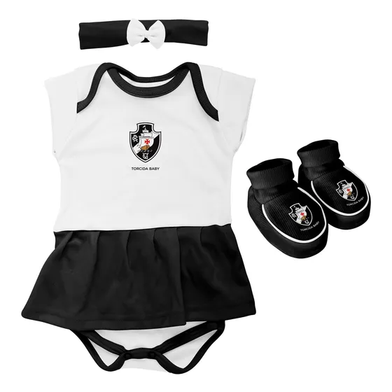 Body Vestido De Bebê Com Pantufa Do Vasco